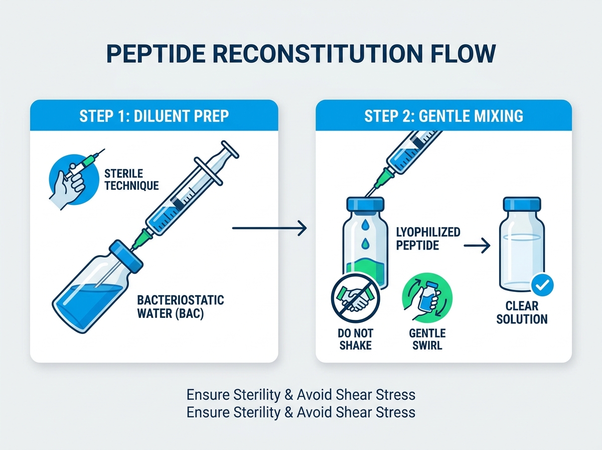 Laboratory vials and syringes for peptide reconstitution and storage